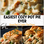 Creamy slow cooker chicken pot pie served warm with vegetables and tender crust topping.